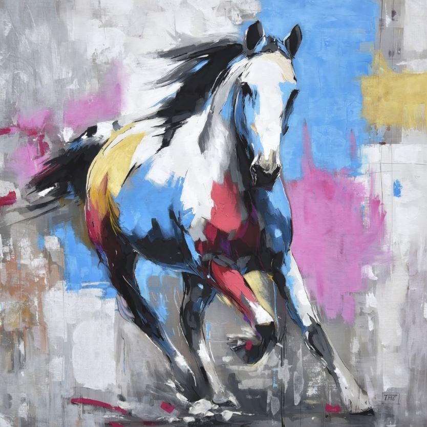 (80x80cm) Cheval au galop