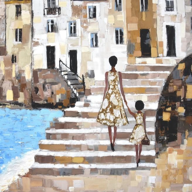 (80x80cm) VIE AU BORD DE L'EAU