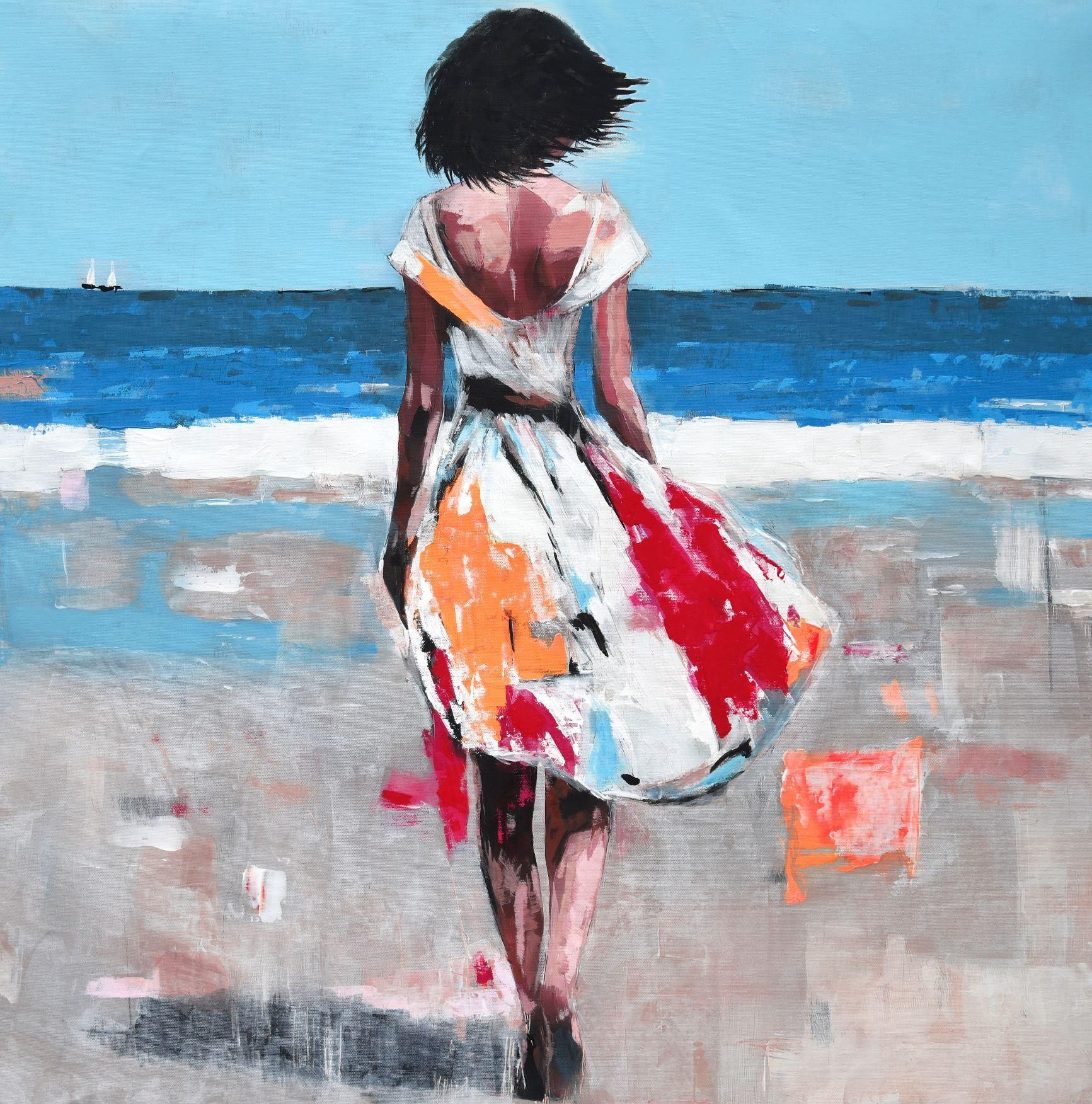 (80x80cm) BALADE SUR LA PLAGE