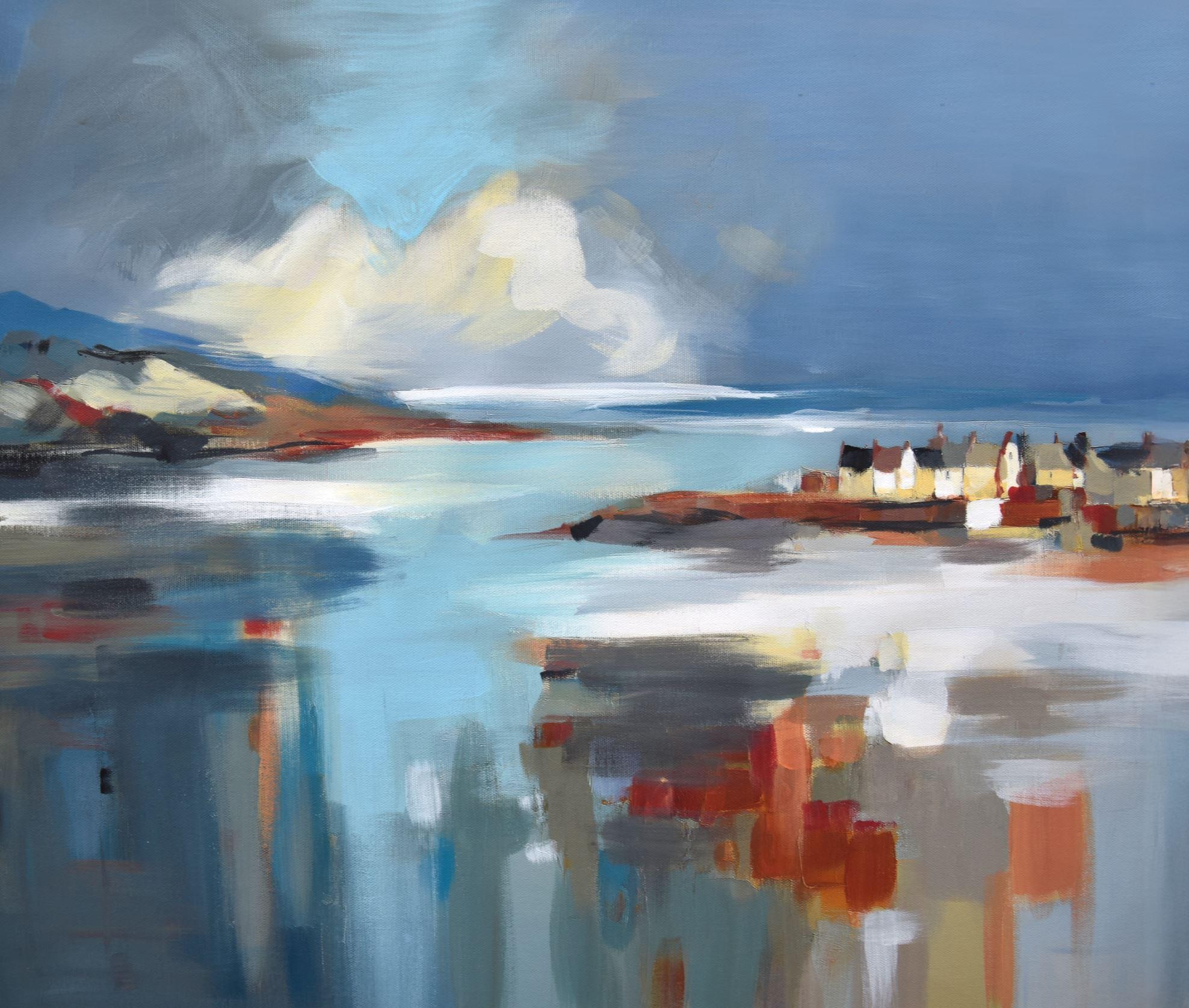 (50x60cm) VILLAGE EN BORD DE MER