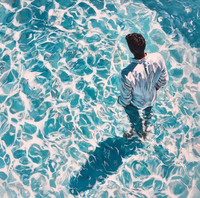 (80x80cm) LES PIEDS DANS L'EAU