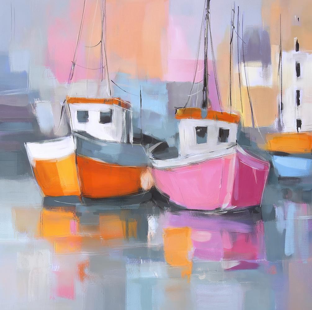 (80x80cm) BATEAUX AU PORT