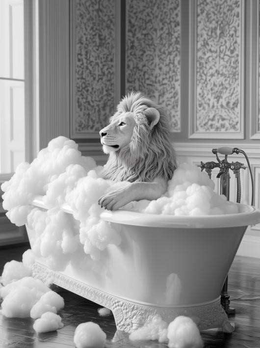 LION AU BAIN